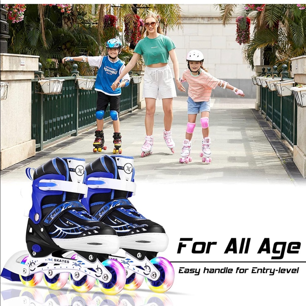 Blue Inline Skates with LED Wheels - Picture 3 of 13
